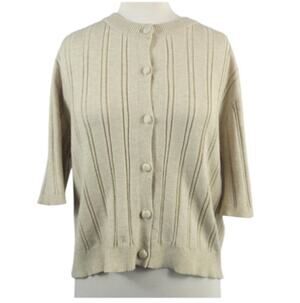 MSCH Moss Copenhagen Marlena Rachelle Cardigan Ribbed Short Sleeve Cream S/M